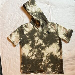 abercrombie kids Olive & Cream Tie-Dye Short-Sleeve Hoodie 11/12